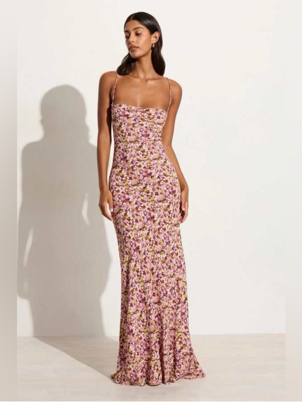 Faithfull the Brand Pink Floral Spaghetti-Strap Maxi Dress